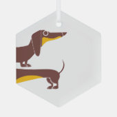 長おもしろい犬の親のかわいいダシュント ガラスオーナメント (裏面)