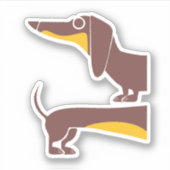 長おもしろい犬の親のかわいいダシュント シール (正面)