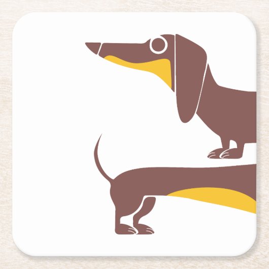 長おもしろい犬の親のかわいいダシュント スクエアペーパーコースター (正面)