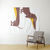 長おもしろい犬の親のかわいいダシュント タペストリー (インサイチュ(横))