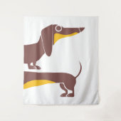 長おもしろい犬の親のかわいいダシュント タペストリー (正面)