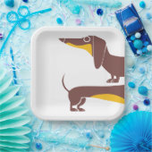 長おもしろい犬の親のかわいいダシュント ペーパープレート (パーティー)