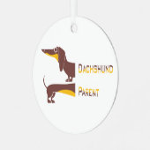 長おもしろい犬の親のかわいいダシュント メタルオーナメント (正面左)