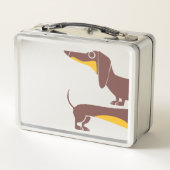 長おもしろい犬の親のかわいいダシュント メタルランチボックス (裏面)