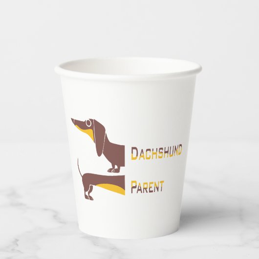 長おもしろい犬の親のかわいいダシュント 紙コップ (正面)
