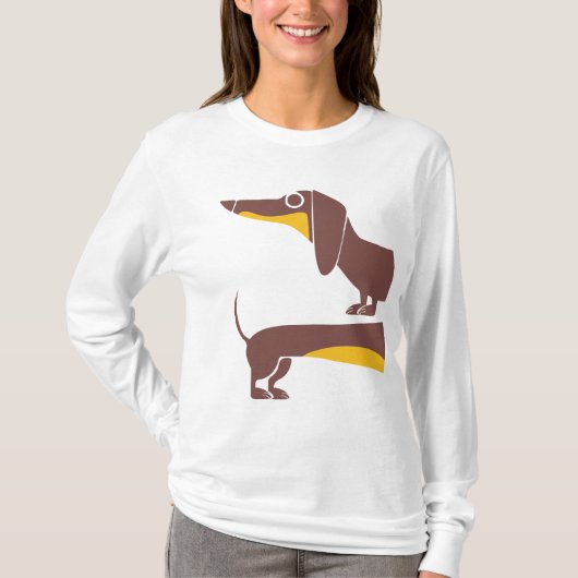長おもしろい犬の親のかわいいダシュント Tシャツ (正面)
