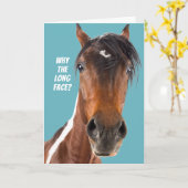 長おもしろい面馬バッキング誕生日 カード (黄色い花)