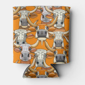 長お洒落い牛のポートレート 缶クーラー (正面)