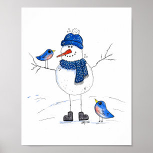 長お洒落脚雪だるま ポスター
