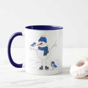 長お洒落脚雪だるま マグカップ
