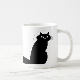 長くふわふわした尾の側面目を持つ黒い子猫 コーヒーマグカップ