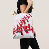 "長く赤い蘭"に会いますトートの白 トートバッグ (クローズアップ)