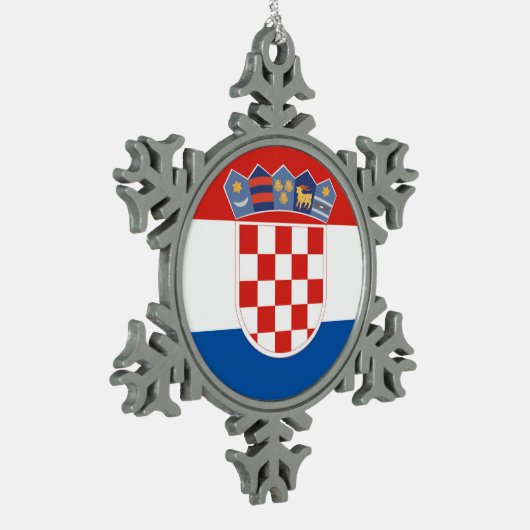 長のクロアチアの国旗の記号 スノーフレークピューターオーナメント (左)