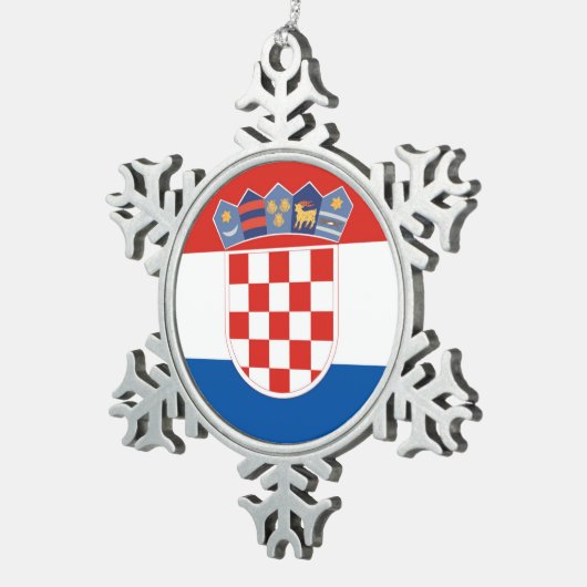 長のクロアチアの国旗の記号 スノーフレークピューターオーナメント (右)