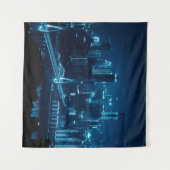 長の夜の橋や都市建築 タペストリー (正面(横))