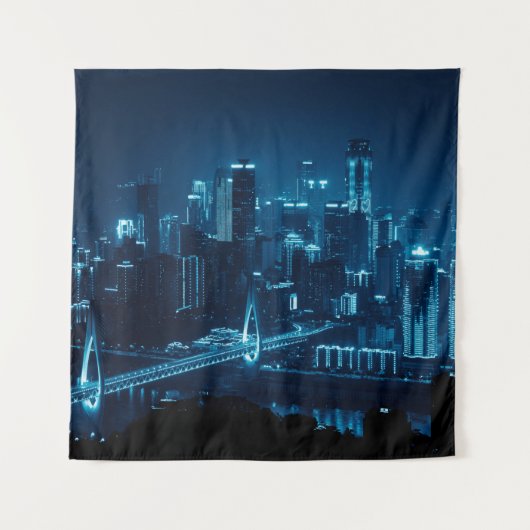 長の夜の橋や都市建築 タペストリー (正面)