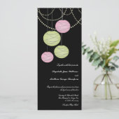 長の4x9招待を結婚するピンクの緑書のランタン 招待状 (スタンド正面)