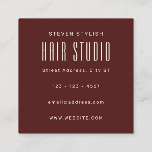 長はっきりした文字髪サロン スクエア名刺 (裏面)