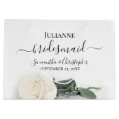 長エレガントい茎の白いバラの花嫁結婚の ラージペーパーバッグ (裏面)