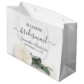 長エレガントい茎の白いバラの花嫁結婚の ラージペーパーバッグ (裏面アングル)