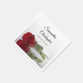 長エレガント茎の赤薔薇結婚病 スタンダードカクテルナプキン (角)