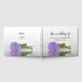 長エレガント茎ラベンダーパープルバラ結婚ズ ゲストブック (全面)