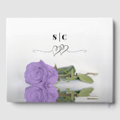 長エレガント茎ラベンダーパープルバラ結婚ズ ゲストブック (裏面)