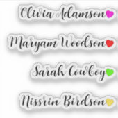 長カスタマイズ名シール(ハート付) シール (正面)