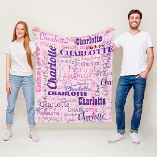 長モダンい名前の落書きピンクの名前パターン フリースブランケット (インサイチュ)