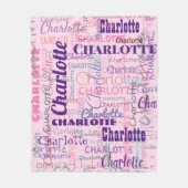 長モダンい名前の落書きピンクの名前パターン フリースブランケット (正面)