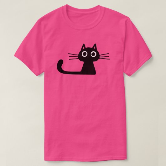 長予測できないヒゲの可愛い黒猫 Tシャツ (デザイン正面)