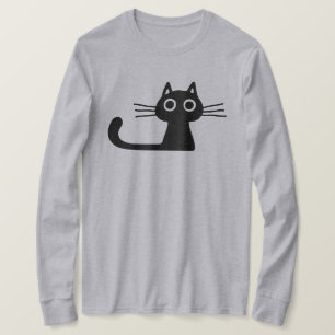長予測できないヒゲの可愛い黒猫 Tシャツ