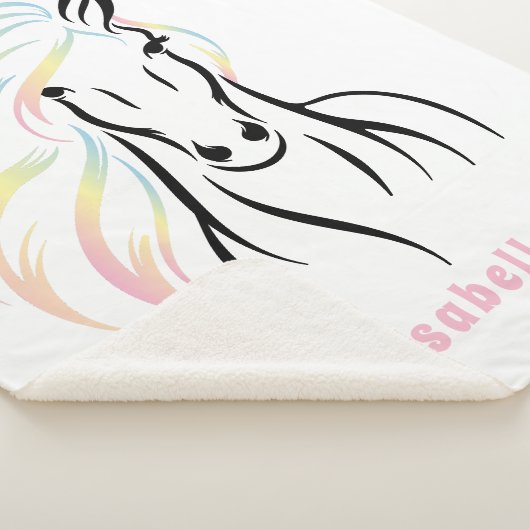 長威厳のあるく流れるマネのあるカラフル馬 シェルパブランケット (3/4)