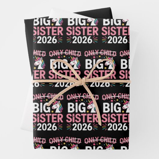 長子取り消し線付き上の姉 2026 妊娠 ラッピングペーパーシート (インサイチュ)