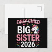 長子取り消し線付き上の姉 2026 妊娠 案内ポストカード (正面/裏面)