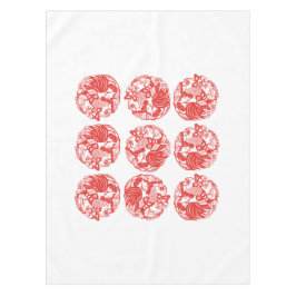 長寿のオンドリ年2017のテーブルのための9羽のオンドリ テーブルクロス