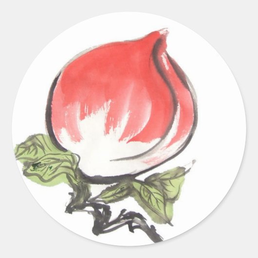 長寿中国のピーチ ラウンドシール (正面)