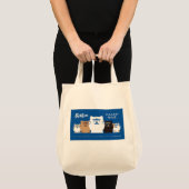 『長崎の変』5匹 一列 背景ブルー  トートバッグ (正面(商品))