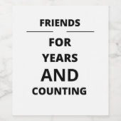 長年の友人と数 ワインラベル (シングルラベル)