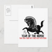 長年の馬のペーパーカット ポストカード (正面/裏面)