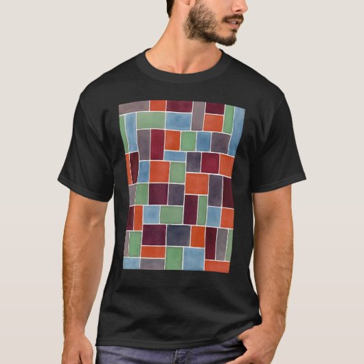 長方形と正方形のコンテンポラリー白い輪郭 Tシャツ (正面)
