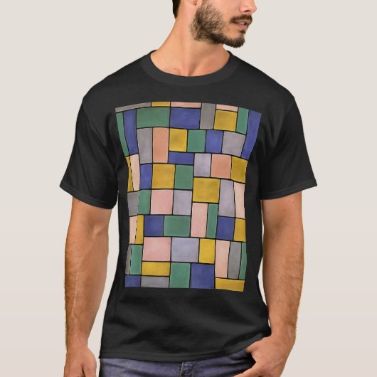 長方形と正方形のコンテンポラリー黒い輪郭 Tシャツ (正面)