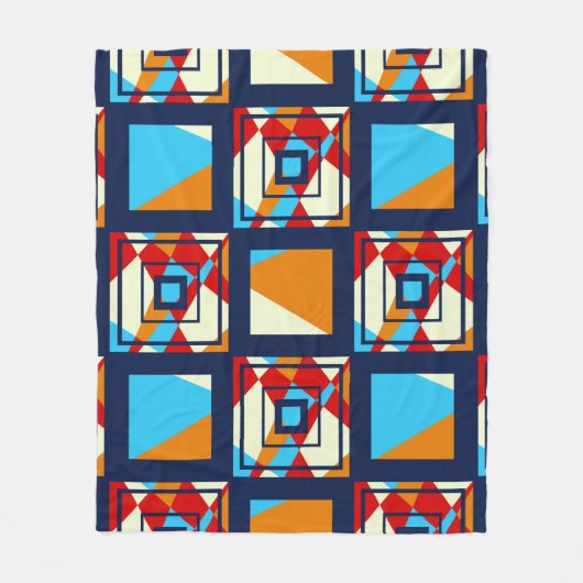 長方形のカラフル部分。トレンディー継ぎ目のない部分 フリースブランケット (正面)