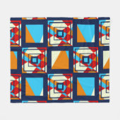 長方形のカラフル部分。トレンディー継ぎ目のない部分 フリースブランケット (正面(横))