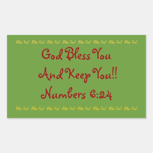 長方形のステッカー「神は祝福する！」 長方形シール (正面)