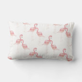 長方形のピンク、水彩画のフラミンゴの枕 ランバークッション (裏面)