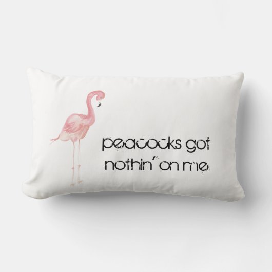 長方形のピンク、水彩画のフラミンゴの枕 ランバークッション (正面)