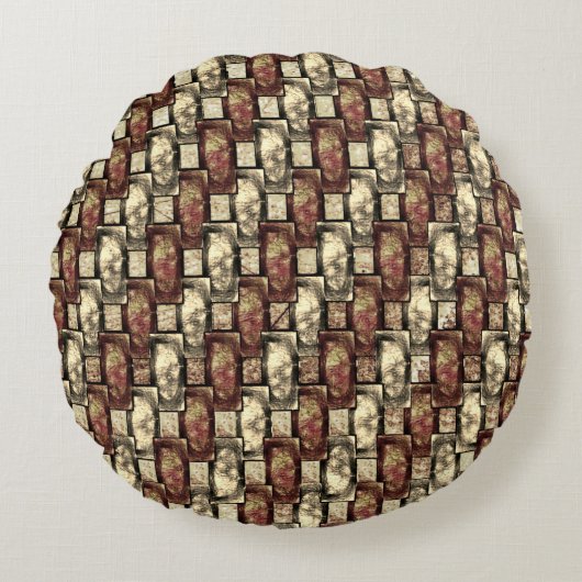 長方形のピースを刻み、斑点のある、茶色の黄金色 ラウンドクッション (正面)