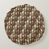 長方形のピースを刻み、斑点のある、茶色の黄金色 ラウンドクッション (裏面)