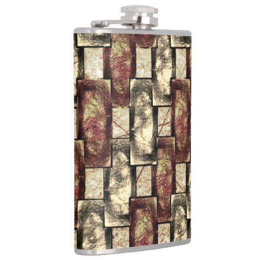 長方形のピースを刻み、斑点のある、黄金色の赤 フラスク (右)